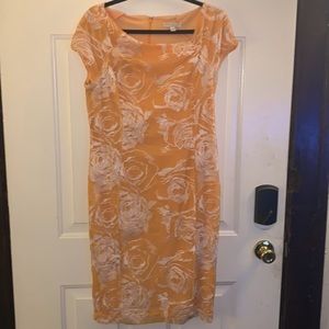 Peach embroidered sheath cocktail dress. Eva Mendes collection, size 12, NY&co